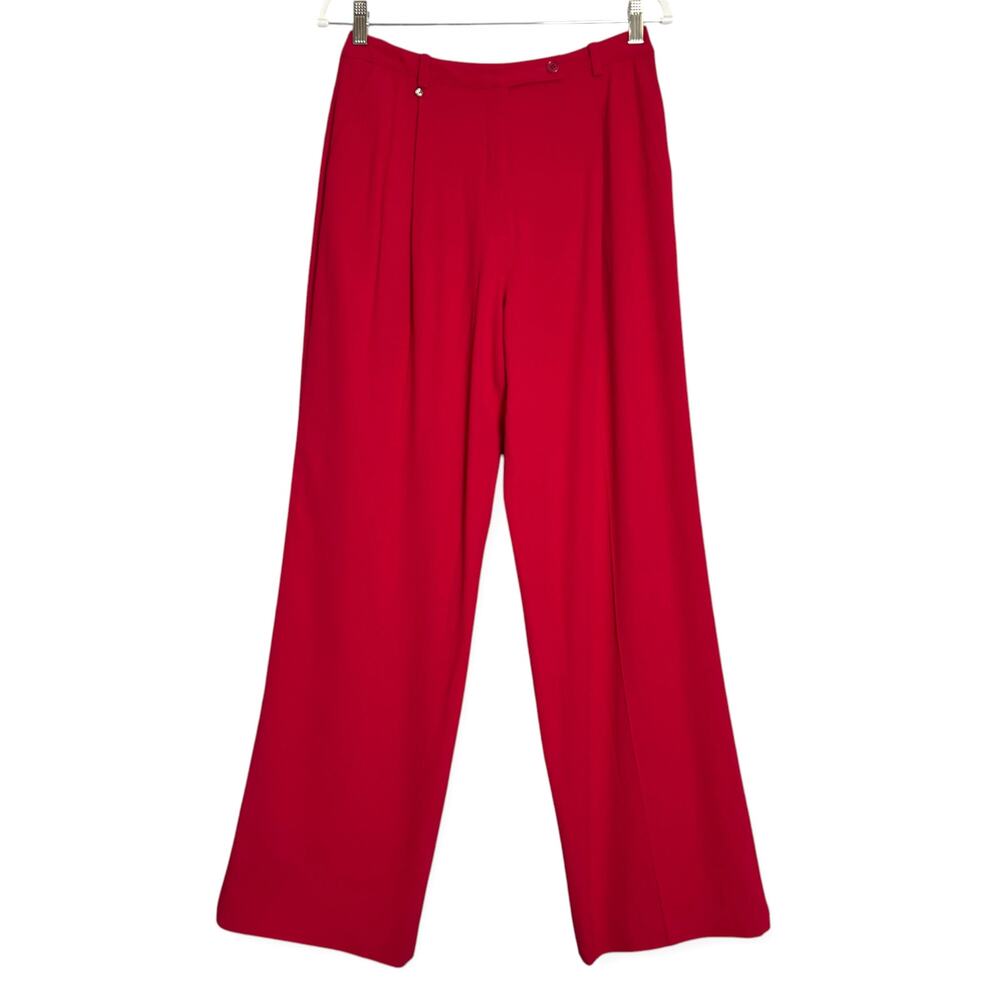 Sonia Rykiel Paris Wide Leg Pants FR 40 Red Pleated Drapey Made in France